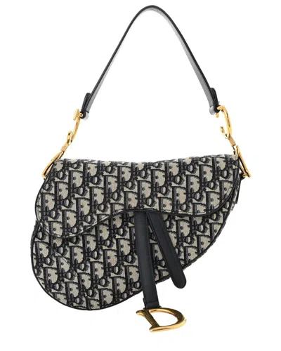 Dior Blue Oblique Velvet Saddle Bag (authentic Pre-loved)