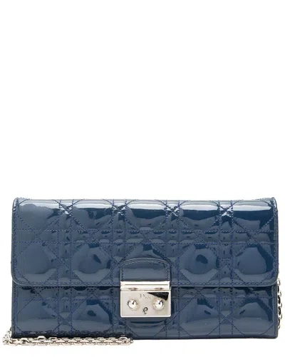 Dior Blue Patent Leather Miss  Wallet On Chain (authentic Pre-loved)