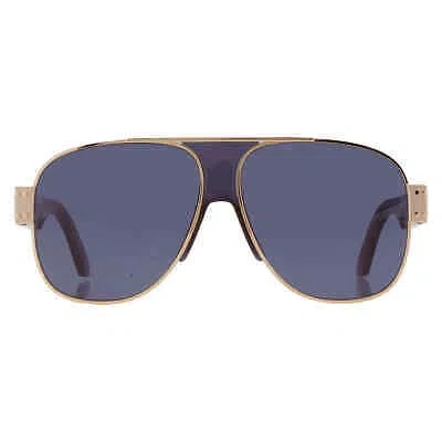 Pre-owned Dior Blue Pilot Ladies Sunglasses Dignature A3u Cd40071u 10v 61