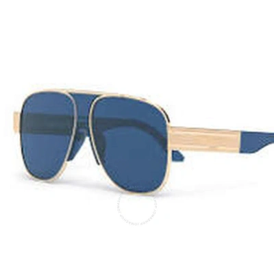 Dior Blue Pilot Ladies Sunglasses Dignature A3u Cd40071u 10v 61 In Blue / Gold