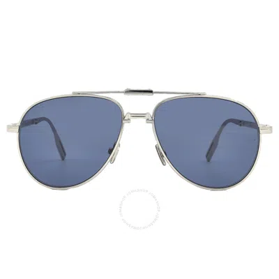Dior Blue Pilot Men's Sunglasses 90 A1u Dm40097u 16v 57 In Blue / Silver