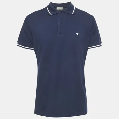 Pre-owned Dior Blue Pique Polo T-shirt Xxl
