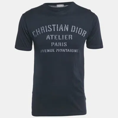 Pre-owned Dior Blue Printed Jersey T-shirt Xs