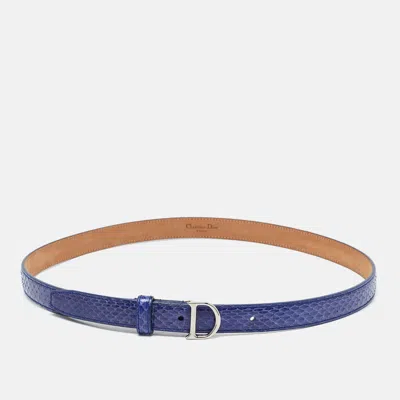 Pre-owned Dior Blue Python Waist Tiny Belt 85cm