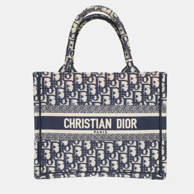 Pre-owned Dior Blue Small Oblique Book Tote