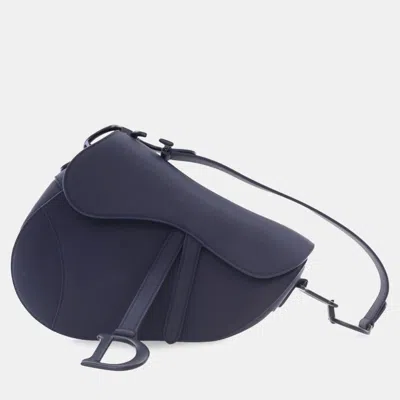 Pre-owned Dior Blue Ultra Matte Calfskin Saddle Bag