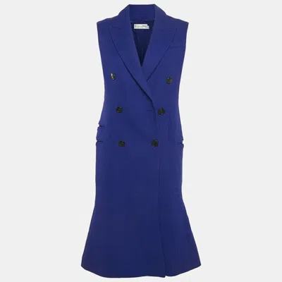 Pre-owned Dior Blue Wool Double Breasted Sleeveless Coat S