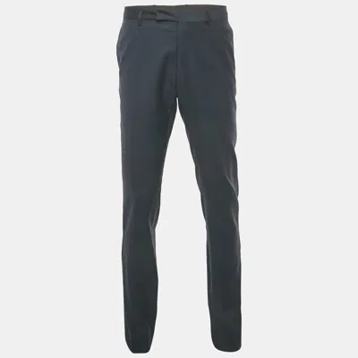 Pre-owned Dior Blue Wool Formal Trousers L