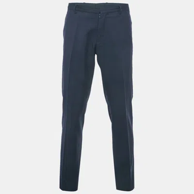 Pre-owned Dior Blue Wool Formal Trousers L