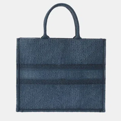 Pre-owned Dior Blue/black Canvas Large Book Tote Bag