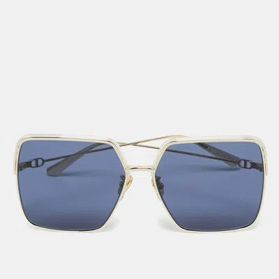Pre-owned Dior Blue/gold Tone Ever Su1 Oversized Sunglasses