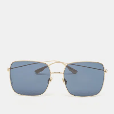 Pre-owned Dior Blue/gold Tone Stellaire1 Square Sunglasses