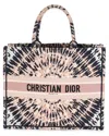 Dior Blue/multicolor/pink Canvas Embroidered Tie-dye Large Book Tote  (authentic Pre-loved) In Pink