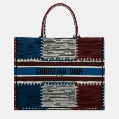 Pre-owned Dior Blue/red Large French Flag Book Tote