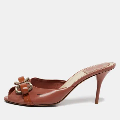 Pre-owned Dior Blush Pink Bow Chain Detail Open Toe Sandals Size 37