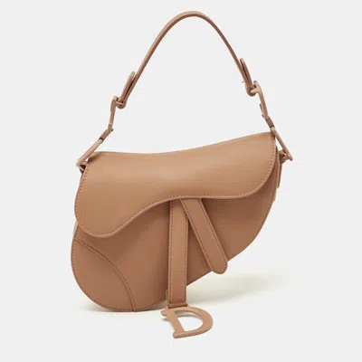 Pre-owned Dior Blush Pink Ultra Matte Leather Mini Saddle Bag