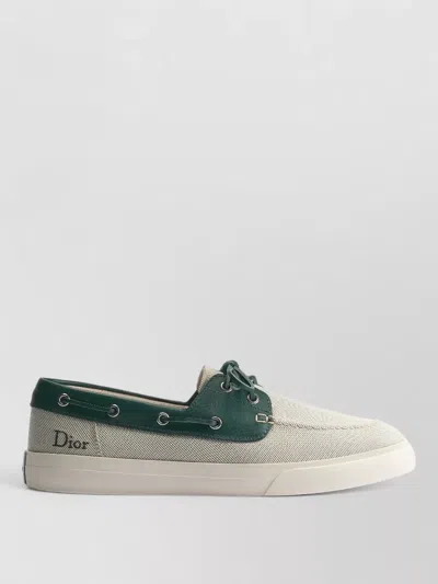 Dior Boat Shoes Sneaker Contrast Stitching Eyelets In Multi