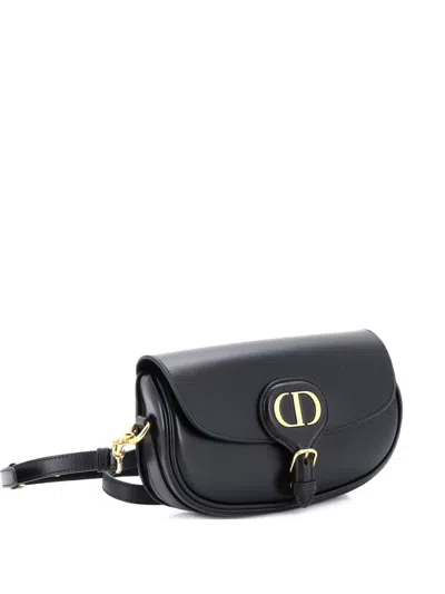 Pre-owned Dior Bobby Flap Bag Leather East West Crossbody Bag In Black
