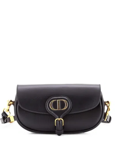 Pre-owned Dior Bobby Flap Bag Leather East West Crossbody Bag In Black