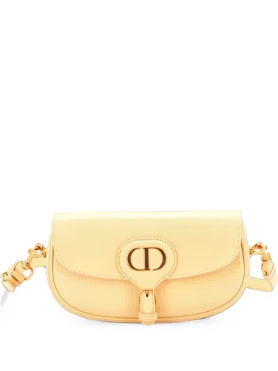Pre-owned Dior Bobby Flap Bag Leather East West Crossbody Bag In Yellow