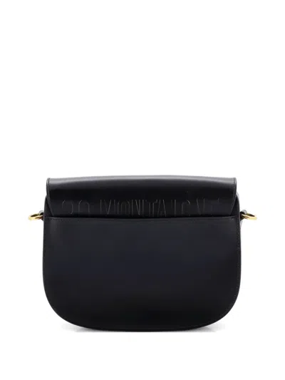 Pre-owned Dior Bobby Flap Bag Leather Medium Crossbody Bag In Black