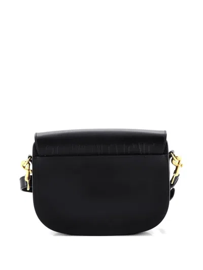 Pre-owned Dior Bobby Flap Bag Leather Medium Crossbody Bag In Black