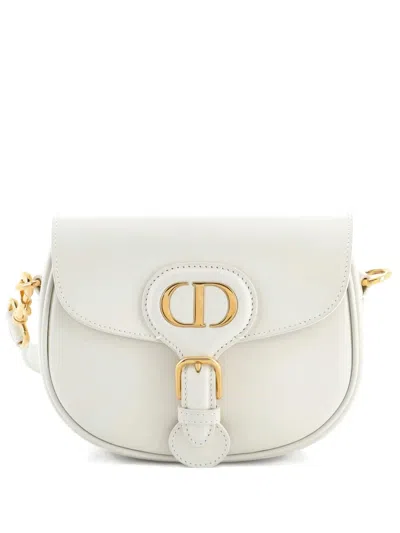 Pre-owned Dior Bobby Flap Bag Leather Medium Crossbody Bag In Neutral