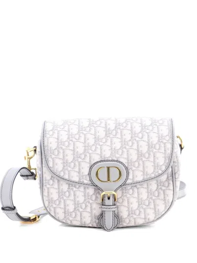 Pre-owned Dior Bobby Flap Bag Oblique Canvas Medium Crossbody Bag In Gray