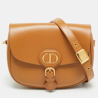 Pre-owned Dior Bobby Medium Tan Leather Crossbody Bag In Brown