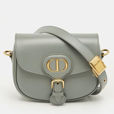 Pre-owned Dior Bobby Small Grey Leather Crossbody Bag In Gray