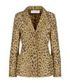 Dior Bombyx Mori Taffeta Leopard Print Suit Jacket In Brown