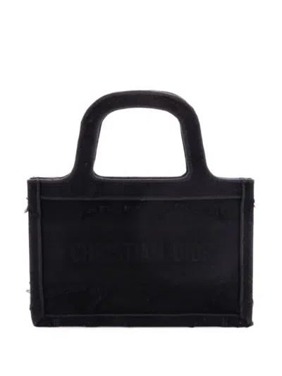 Pre-owned Dior Book Camouflage Embroidered Canvas Mini Tote Bag In Black
