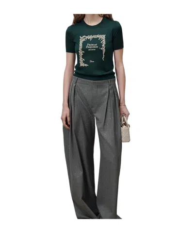 Dior Book Cover Short-sleeved Fitted Sweater In Multi