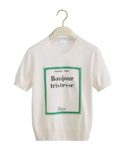 Dior Book Cover Short-sleeved Sweater In White