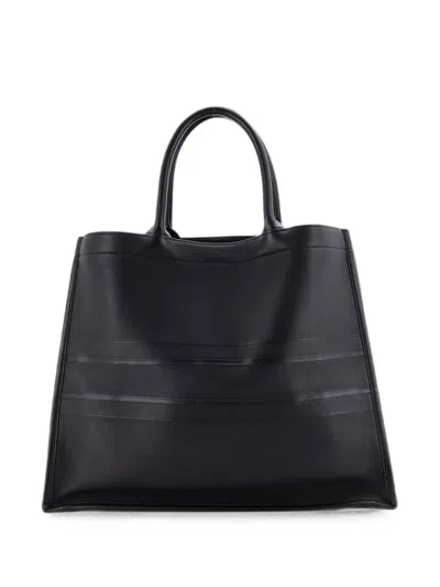 Pre-owned Dior Book Embossed Leather Large Tote Bag In Black