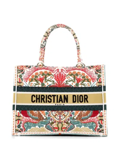 Pre-owned Dior Book Embroidered Canvas Medium Tote Bag