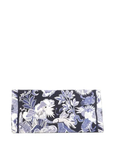Pre-owned Dior Book Embroidered Canvas Medium Tote Bag In Blue