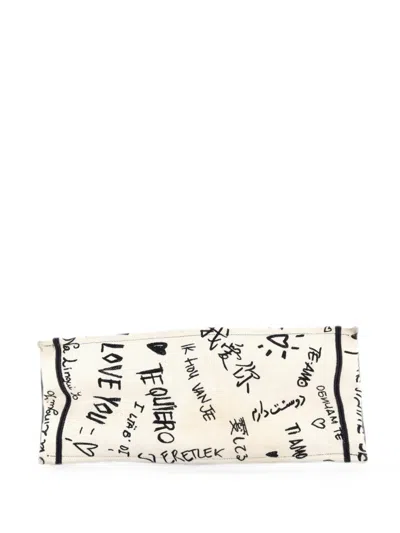Pre-owned Dior Book Embroidered Canvas Medium Tote Bag In Multi