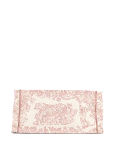 Pre-owned Dior Book Embroidered Canvas Medium Tote Bag In Pink