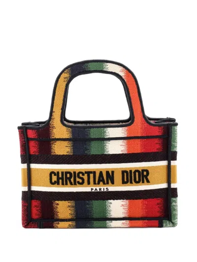Pre-owned Dior Book Embroidered Canvas Mini Tote Bag In Multi