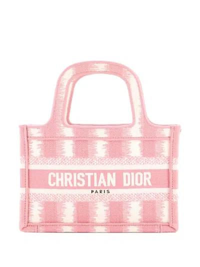 Pre-owned Dior Book Embroidered Canvas Mini Tote Bag In Pink