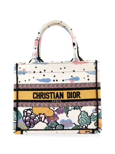 Pre-owned Dior Book Embroidered Canvas Small Tote Bag In Multi
