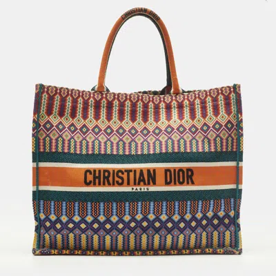Pre-owned Dior Book Large Multicolor Embroidered Canvas Tote