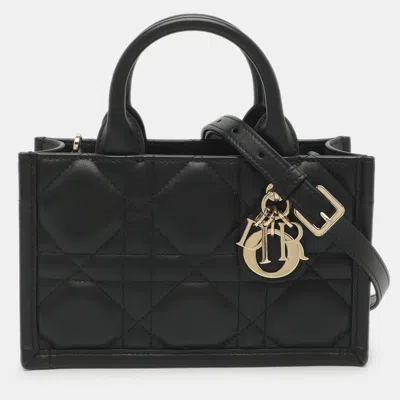 Pre-owned Dior Book Mini Black Macrocannage Leather Tote