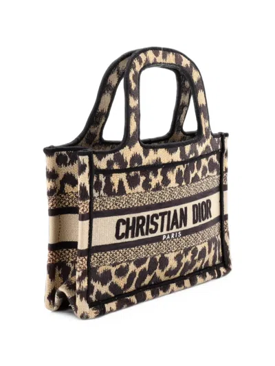 Pre-owned Dior Book Mizza Embroidered Canvas Mini Tote Bag In Brown