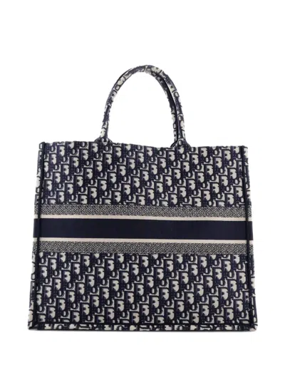 Pre-owned Dior Book Oblique Canvas Large Tote Bag In Black