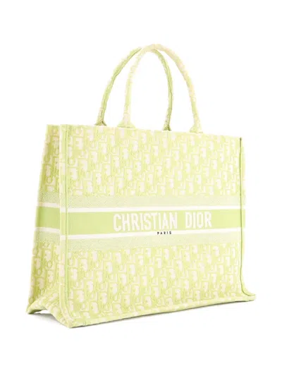 Pre-owned Dior Book Oblique Canvas Large Tote Bag In Green