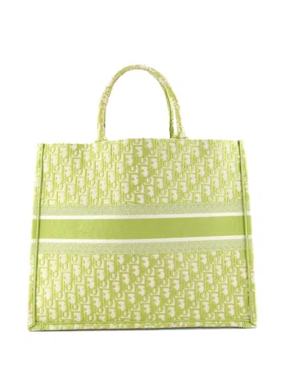 Pre-owned Dior Book Oblique Canvas Large Tote Bag In Green