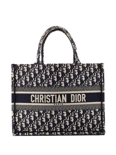 Pre-owned Dior Book Oblique Canvas Medium Tote Bag In Blue