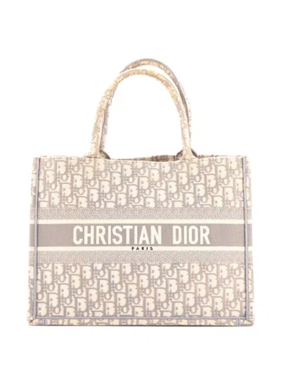 Pre-owned Dior Book Oblique Canvas Medium Tote Bag In Gray